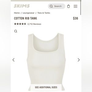 Skims Cotton rib tank Bone